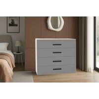 Cômoda Solteiro Valência c/ 4 Gavetas Branco/Cinza - Politorno