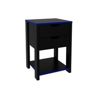 Mesa de Cabeceira Solteiro Gamer ME4163 c/ 2 Gavetas Preto/Azul - Tecno Mobili