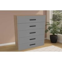 Cômoda Casal Valência c/ 5 Gavetas Freijo/Cinza - Politorno
