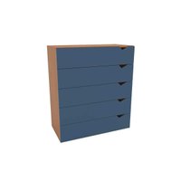 Cômoda Casal Porto c/ 5 Gavetas Freijo/Azul - Politorno