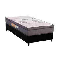 Cama Box Solteiro: Colchão Ortopédico Polar D28 OrthoPremium Grey + Base CRC Suede Black (88x188)