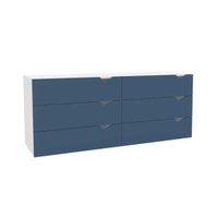 Cômoda de Quarto Porto c/ 6 Gavetas Branco/Azul - Politorno