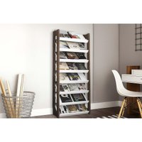 Armário Sapateira Quarto Sapateira AZ1006 c/ 8 Prateleiras Branco/Nogal - Tecno Mobili