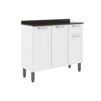 Gabinete p/ Pia Cozinha Balcão c/ Tampo Dona Maria 6173 c/ 3 Portas e 1 Gaveta 105cm Branco - Bertolini