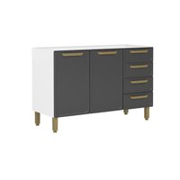 Balcão de Cozinha Modulado Bella c/ 2 Portas e 4 Gavetas s/ Tampo 120cm Grafite - Bertolini