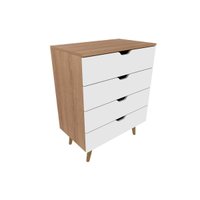 Cômoda Casal CM-8026 c/ 4 Gavetas Amêndoa/Branco - Tecno Mobili