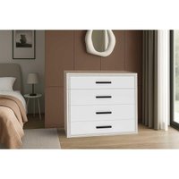 Cômoda Solteiro Valência c/ 4 Gavetas Freijo/Branco - Politorno