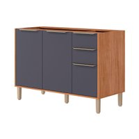 Gabinete de Cozinha Modulado Balcão Divina c/ 3 Portas e 2 Gavetas s/Tampo 120cm Cinamomo/Titanium - MGM
