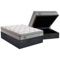Cama Box Baú Casal: Colchão Molas MasterPocket Ensacadas Probel Perfil Springs + Base CRC Suede Gray (138x188)