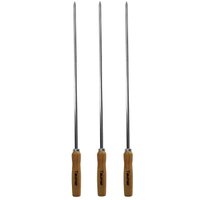 Kit 3 Espetos Inox para Coração 85cm Carne Churrasqueira Cabo Madeira Taumer