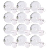 Conjunto 12 Xícaras de Porcelana com Pires 100ml Tramontina Lilla Café Mesa Posta