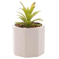 Cachepot de Cimento com Suculenta Artificial Branco 10x14cm Wolff Vaso Pequeno Decorativo