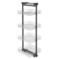 Coluna Deslizante Aramada Preto Masutti 4 Bandejas 35x47x152cm Organizador Alimentos