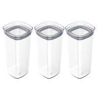 Kit 3 Potes Herméticos de Plástico 1,5L Ou Porta Mantimentos Condimentos Transparente