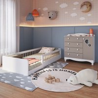 Quarto Infantil Completo Aquarela 1 Porta 4 Gavetas Cinnamon/Branco - Pnr Móveis