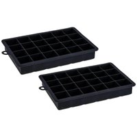 Kit 2 Formas De Gelo Silicone 24 Cubos 19,5x12,5x3cm Preto Weck Retangular Maleável Refrigeradores