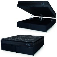 Cama Box Baú Casal King Colchão Com Molas Ensacadas City Pillow Top 193x203x64cm Preto Hellen Cama Box Baú Casal King Colchão Com Molas Ensacadas City Pillow Top 193x203x64cm Preto Hellen