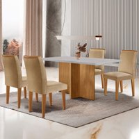 Mesa Berlim 120cm MDF com 4 Cadeiras Lunara Rufato