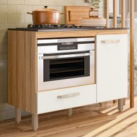 Balcão de Cozinha para Cooktop Fit 1 Porta 1 Gaveta Freijó/Off White - Nicioli