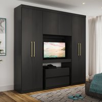 Guarda Roupa Casal 6 Portas 2 Gavetas Porto Preto