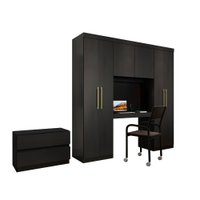 Guarda Roupa Casal 6 Portas 2 Gavetas Porto Preto com Escrivaninha