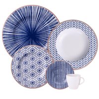 Aparelho de Jantar 30 Peças Tramontina Abstratta Porcelana Serviço 6 Pessoas