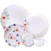 Jogo de Jantar 30 Peças Tramontina Floratta Porcelana Mesa Posta Aparelho 6 Pessoas