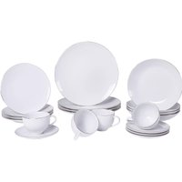 Jogo de Jantar 20 Peças Tramontina Atena Porcelana Branco 4 Pessoas Filete Prata