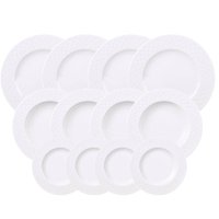 Jogo de Pratos 12 Peças Tramontina Ingrid Porcelana Decorada Fundo Raso Sobremesa