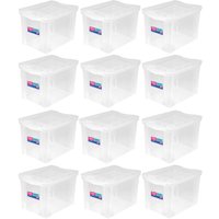 Kit 12 Caixas Organizadoras 30Litros Multiuso Alta Ordene Transparente Radical Color