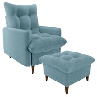 Poltrona De Amamentaçao E Puff Montreal Boucle F495 Azul Milani Store