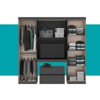 Guarda Roupa Infantil 6 Portas 2 Gavetas Porto Preto com Cabeceira