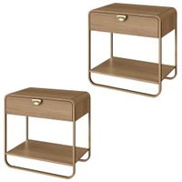 Kit 02 Mesas De Cabeceira 1G Organica 60 cm 28061 Hanover Dourado Artesano