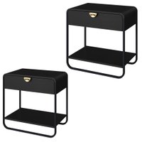 Kit 02 Mesas De Cabeceira 1G Organica 60 cm 28061 Nero Preto Artesano