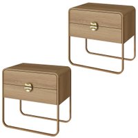Kit 02 Mesas De Cabeceira 2G Organica 60 cm 28062 Hanover Dourado Artesano