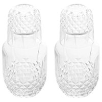Kit 2 Moringas de Vidro Garrafa 500ml Tampa 145ml Copo Decoração Diamante Lyor
