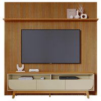 Painel E Bancada Tv 75 Pol 245x238 cm Luna Cumaru Opala MADETEC