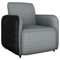 Poltrona Decorativa Zuquire 76 cm Linho Vancouver Cinza Corino Preto Milani Store