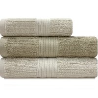 Jogo de Toalha Fio Penteado Canelado Algodão 3 Peças Banho e Rosto Buddemeyer - Bege