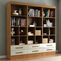 Estante para Livros Modulare 6 Gavetas 12 Prateleiras Cinamomo/Off White - Panorama Móveis