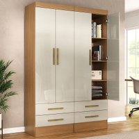 Armário para Escritório Modulare 4 Portas 4 Gavetas Cinamomo/Off White - Panorama Móveis
