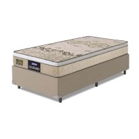 Cama Box Solteiro Colchão Espuma D33 Fort Gazin 88x188x59cm Bege/Branco-Suporta até 150kg por Pessoa