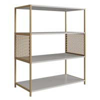 Estante Industrial Média Telada 77X38X94cm Arenas Dourado MDP P1024 Placa e Ponto