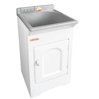 Tanque de Lavar Roupa 20L Cinza com Gabinete 46x43x93cm Lavanderia Área de Serviço