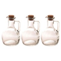 Kit 3 Galheteiros Garrafa de Vidro Azeite Vinagre 180ml Tampa Rolha Lyor Porta Condimentos
