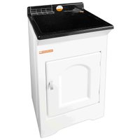 Tanque com Gabinete Lavar Roupas Preto 20L 46x43x93cm Armário Lavanderia Área de Serviço