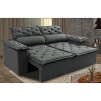 Sofá Retrátil e Reclinável Preto Compact 1,50m Tecido Suede Velusoft - Cama inBox