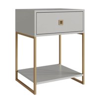 Mesa de Cabeceira Industrial 1 Gaveta 45x40x61cm P1026 Arenas Dourado Placa e Ponto