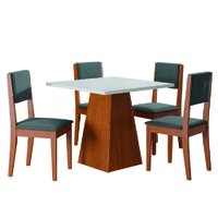 Conjunto Sala de Jantar Mesa Quadrada 4 Cadeiras Trento Dobuê