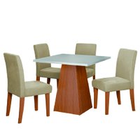 Conjunto Sala de Jantar Mesa Trento Quadrada 4 Cadeiras Trieste Dobuê